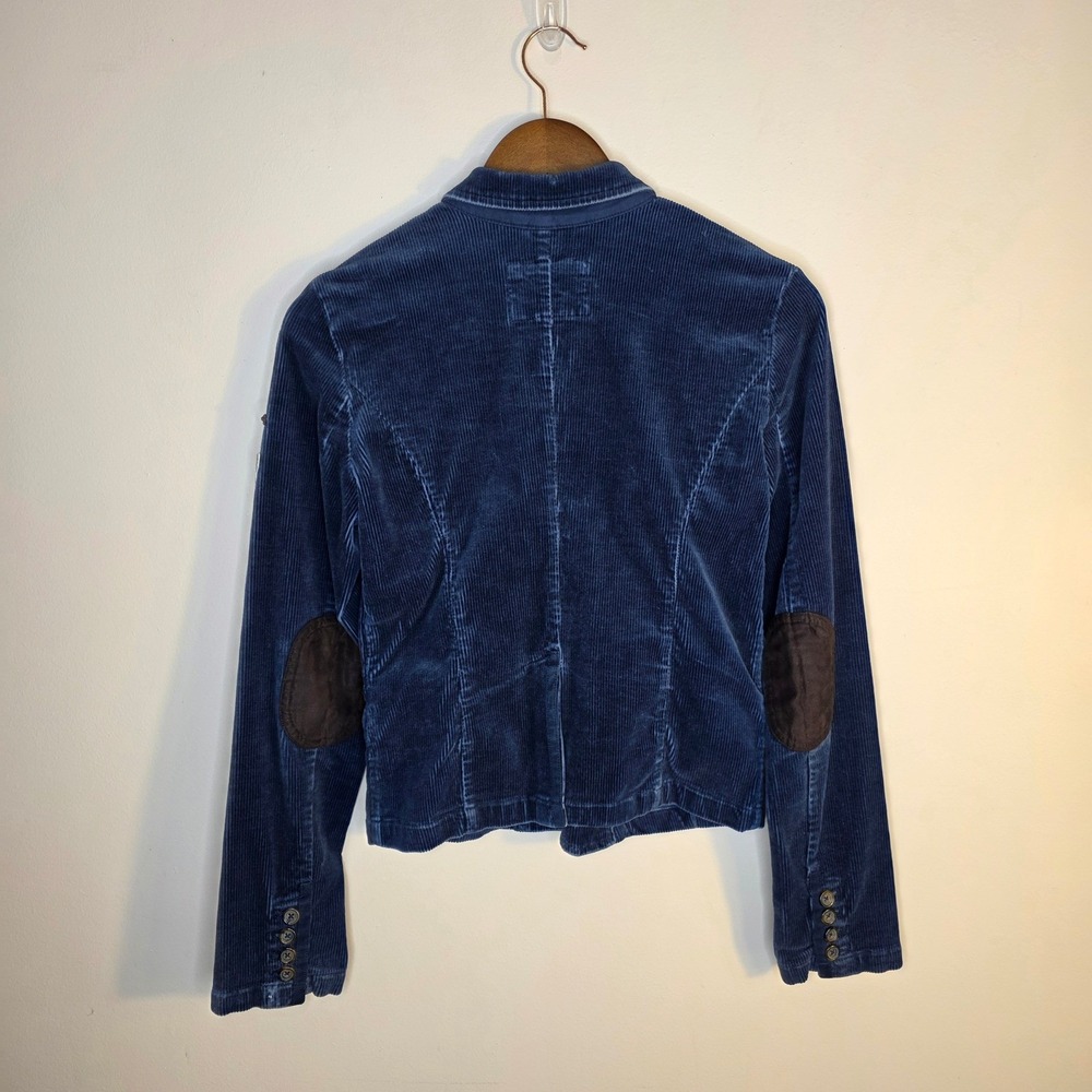 American Eagle Jacket Womens Small Blue Corduroy Elbow Patch Preppy Academia - Picture 4 of 10